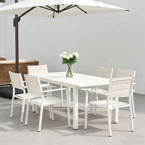 <span class=keywords><strong>Table</strong></span> <span class=keywords><strong>de</strong></span> <span class=keywords><strong>jardin</strong></span> extensible HOMFUL en aluminium blanc, plateau à lattes rectangulaire, pour 6 à <span class=keywords><strong>8</strong></span> <span class=keywords><strong>personnes</strong></span> - Product Image 6
