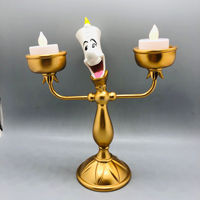 Porte-bougie LED La Belle et la Bête, lampe de nuit pour table, lampe de bureau décorative pour la décoration