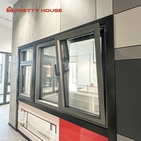 Fenêtre inclinable et tournante en aluminium NFRC Fenêtre à battant en aluminium pour maison en verre trempé à double vitrage