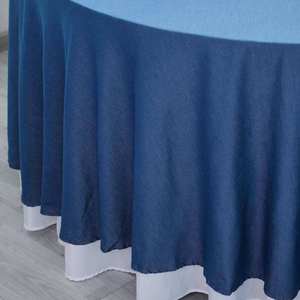 Tissu de polyester tissé en nappe bleu marine moderne, imperméable et jetable, résistant à l'huile pour repas, fêtes et mariages, couvertures personnalisées - Product Image 3
