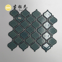 Mosaïque de carreaux de lanterne en céramique verte arabesque pour la décoration murale du magasin