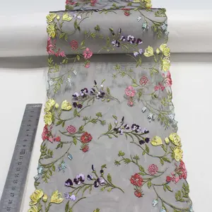 Broderie dentelle tridimensionnelle broderie fleurs colorées gaze broderie sous-vêtements dentelle tissu dentelle accessoires