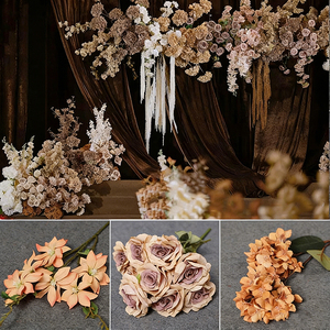 ชุดดอกไม้ประดิษฐ์และ<span class=keywords><strong>ต้น</strong></span>ไม้สำหรับตกแต่งงานแต่งงาน ช่อดอกไม้ประดับเพดาน สีคาราเมล วัสดุดอกไม้ทำมือ - Product Image 4
