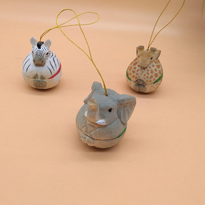 Artigianato in legno animali selvatici giraffa elefante decorazione natalizia legno albero di natale appesa ornamento - Product Image 6