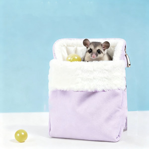 Hanging <b>Nest</b> For Hamster Plush Warm Cotton Sleeping Bag Purple Rectangle Indoor Pet <b>Bed</b> Small Animal Supplies - Product Image 3
