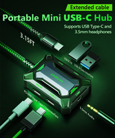 OATSBASF Hub USB-C portable 5 ports avec prise audio 3,5 mm, PD60W, clavier et souris filaires 2,4G pour téléphones et tablettes