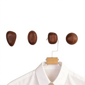 Crochets muraux en bois de noyer noir en forme de <span class=keywords><strong>galet</strong></span> pour suspendre des chapeaux, crochets multi-usages pour mur et derrière la porte - Product Image 4
