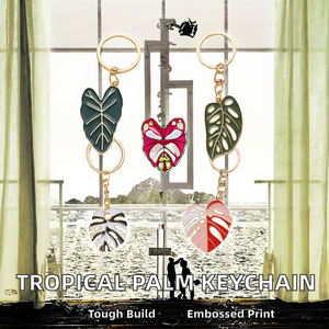 Llavero de Acero Inoxidable con Mosquetón, Diseño Vintage de Hoja Tropical Monstera, Color Verde, Resistente al Agua, Ideal para Regalo de Cumpleaños o Hawaiano - Product Image 2