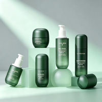 Ensemble de flacons et pots cosmétiques vides en verre dépoli vert, forme capsule unique, 40ml, 100ml, 120ml, 50g, 100g, pour soins de la peau et lotions