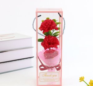 Venta al por Mayor de 3 Piezas de <span class=keywords><strong>Flores</strong></span> de Jabón Artificiales en Caja de Regalo Transparente, Flor Preservada, Regalo del Día de la Madre para Mamá, Maestra - Product Image 3