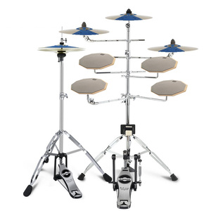 Ensemble de 5 pads d'entraînement multicolores en caoutchouc à 10 faces avec cymbales, support de charleston et pédale - Product Image 1