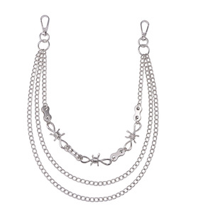 โซ่คาดเอวหลายชั้น โซ่โลหะสำหรับกางเกงยีนส์ สไตล์ฮิปฮอป อุปกรณ์เสริมโลหะผสมสังกะสีสำหรับทุกเพศ - Product Image 5