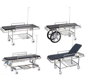 รถเข็นสแตนเลสแบบพกพาปรับแต่งได้รถเข็นผ่าตัดพร้อมเบาะรองนั่งนุ่มสำหรับผู้ป่วยสี่ล้อ - Product Image 6
