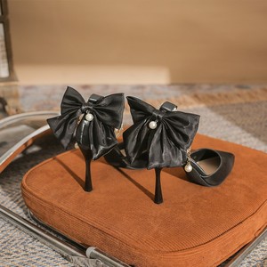 Pointed Toe Stiletto Heel Ankle Strap Pumps <b>With</b> <b>Bow</b> Decoration High Heel <b>Shoes</b> For Women Fashion Trend Solid Color - Product Image 4