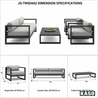 Ensemble de salon de jardin noir pour balcon, résistant à la décoloration et à la protection solaire, mobilier d'extérieur en gros sous marque privée