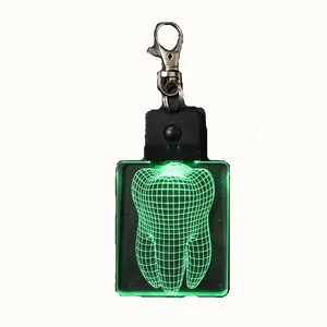 tooth multi color 3d led keychain acrylic keyring keychain light custom led keyring for kids gifts