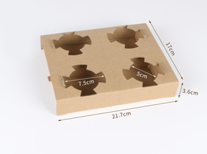 Corrugated Brown Coffee Juice Drink <strong>2</strong> or 4 <strong>Cups</strong> Carrier <strong>Paper</strong> <strong>Cup</strong> Holder Tray to Go Box - Product Image 2