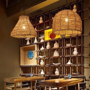 โคมไฟแขวนหวายสไตล์ญี่ปุ่น E27 ไฟ LED รูปทรงกลมสำหรับห้องน้ำชาการตกแต่งที่ได้แรงบันดาลใจจากเซน - Product Image 4