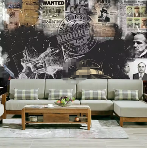Retro Gangster Wanted Mural Crime Collage Decoración de pared Película Papel tapiz - Product Image 3
