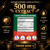 Gummies aux champignons Lion's Mane saveur myrtille et fraise 500mg par gomme 60 unités Végétaliennes pour adultes