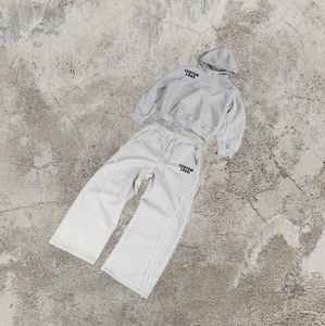 Ensemble de survêtement décontracté en laine unisexe à deux pièces, imprimé tricoté, automne, lourd, surdimensionné, sweat-shirt et pantalon de survêtement, vêtements de détente coordonnés - Product Image 1