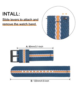Upro Adjustable <b>Striped</b> Woven Nylon Watch Strap 18/20/22/24 mm <b>Pin</b> Buckle Quick Release Smart Watch Strap Stock Wholesale - Product Image 3