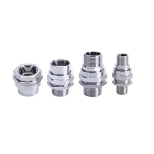 Pipa baja tahan karat sama dengan ulir pria, pipa Fitting Hex tekanan tinggi puting BSP NPT sama dengan puting Hex