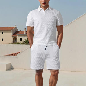 OEM abbigliamento estivo traspirante stile americano Plus Size testurizzato Jacquard Polo t-shirt pantaloncini a maniche corte da <span class=keywords><strong>uomo</strong></span> Casual tuta sportiva - Product Image 2