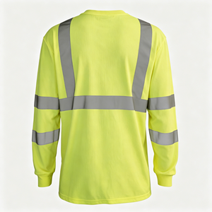 Hi Vis Work T-Shirt With Reflective Tape Cotton Drill Safety Shirt for Men - Product Image 3