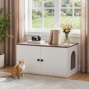 Meuble pour chat JIAMEIJIA FURNITURE, armoire haute minimaliste blanche à arche droite, maison moderne pour animaux de compagnie - Product Image 1