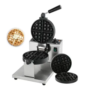 Máquina de waffle elétrica de aço inoxidável, fabricante de waffle comercial belga 180 graus