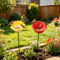 Mangeoire et abreuvoir pour oiseaux en grès à piquer dans le sol, 70 cm H, 12-15 cm de diamètre, étanche, anti-décoloration, résistant à la rouille, pour extérieur, jardin/cloison