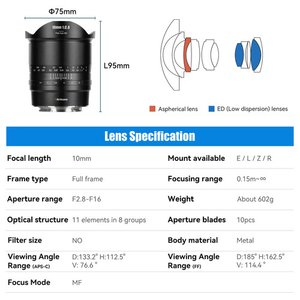7artisans 15mm F2.8 II Lente Ojo de Pez Ultra Gran Angular de Enfoque Fijo para Fotograma Completo Hecho en China - Product Image 2