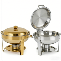 Set Pemanas Makanan Buffet Hotel Golden Key, Wadah Sajian Stainless Steel Emas Perak