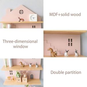 Étagère murale en bois, étagère flottante en <span class=keywords><strong>forme</strong></span> de <span class=keywords><strong>maison</strong></span>, étagère murale décorative, décoration intérieure, étagères murales décoratives pour chambre de filles - Product Image 5
