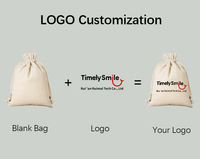 Pochette à bijoux de luxe personnalisée avec logo imprimé, petite pochette à cordon en coton et lin, sac anti-poussière avec pompon, personnalisable
