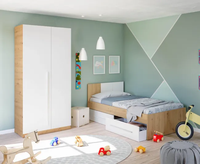 MOQ 100 Fabricación en Fábrica FCCA Cama Individual Pequeña Moderna Minimalista con Panel de Madera y 2 Cajones de Almacenamiento para Dormitorio