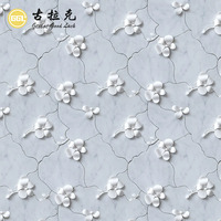 Mosaïque en marbre blanc superposé, découpe jet d'eau, motif floral 3D, Thassos et Carrara, pour mur d'accentuation et intérieurs haut de gamme