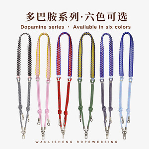 Wanlish <b>Polyester</b> Woven Adjustable Phone <b>Lanyard</b> Crossbody Neck Strap Dopamine Color Collision Series - Product Image 4