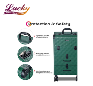 Boîte à cosmétiques en aluminium avec grand espace Trousse de <span class=keywords><strong>maquillage</strong></span> professionnelle portable Organisateur de cosmétiques de voyage avec plateaux et tiroirs - Product Image 2