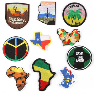 Gros Animal Forme Paysage Naturel Vue Monde Symbole logo Pays Carte Conception Fer sur Ordinateur Broderie Patchs - Product Image 4
