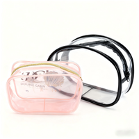 Sac de toilette transparent en PVC recyclable, réutilisable, résistant à l'eau, durable, avec fermeture éclair tridimensionnelle, pour masque facial, mascara