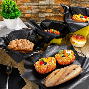 Carta per Alimenti Personalizzata Nera/Bianca 12x12, Carta Antigrasso per Sandwich, Carta Cerata per Hamburger, Patatine Fritte, Prodotti da Forno, Vendita all'Ingrosso - Product Image 1