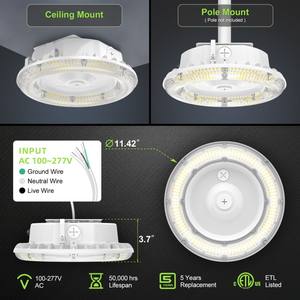 Lámpara LED Redonda para Techo de Gasolinera 100W/80W/60W, CCT Ajustable 4.5/5/5.7K, 100-277VAC, IP65 con Fotocélula - Product Image 4