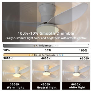 Ventilateur de plafond LED blanc moderne de 40 pouces avec télécommande intelligente pour salle à manger, salon, chambre à coucher - Product Image 3