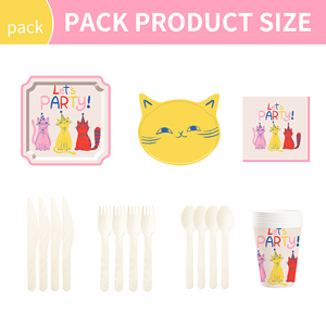 DAMAI Cat Party Set Party Tableware Children's Birthday Pets Including <b>Paper</b> Plates Napkins <b>Tablecloths</b> Cups for 8 Guests - Product Image 5