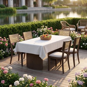 Mesa de Comedor de Roble Ecológica y Duradera con Diseño Moderno y Minimalista, Juego de Comedor de 10 Piezas que Ahorra Espacio - Product Image 5