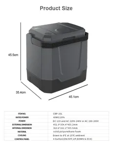 33L 12V Tragbarer Kühlschrank für Auto und Haus Auto hochwertige Leistung Outdoor-Kühlerbox mit Lautsprecher Autokühlschrank