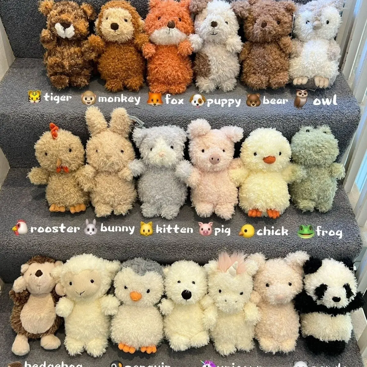 Jouet en peluche animal ours en peluche tigre singe cochon ours lapin poulet grenouille hérisson licorne panda chien chiot hibou jouets en peluche