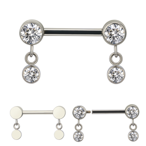 Anillo de titanio con rosca interna para <span class=keywords><strong>mujer</strong></span>, joyería para <span class=keywords><strong>Piercing</strong></span> en el cuerpo, Circonia cúbica, zirconia, circonita, zirconita, zirconita, doble círculo, moda ASTM F136 - Product Image 2